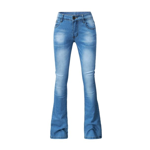 K Women's Jeans, Slim-fit Stretch Flare Pants, Solid-colored Denim Pants_ecoleips.com