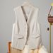 Women's Slim Fit Short Vest Black Spring Autumn New Style Layering Suit Outerwear_ecoleips.com