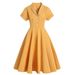 Women's Hepburn Style Dress Short Sleeved Vintage Retro Performance Dress Large Skirt Style Hot Selling_ecoleips.com