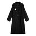 High-End Black Trench For Women, Mid-Length, 2023 Early And Autumn New Style, Petite Chic Spring Coat_ecoleips.com