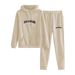 Women's Clothing American Style Autumn Winter Casual Letter Print Hooded Sweatshirt And Pants Two-Piece Set_ecoleips.com