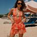 Women's European American Style Tie Dye Beaded Chain Bikini Two Piece Set with Bodycon Long Skirt Sexy Printed Beach Vacation Swimsuit_ecoleips.com