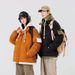 Men's Winter Two-Piece Hooded Puffer Jacket With Graphene Lining, Thickened Streetwear Coat For Teens & Couples (Caramel/Black/Cream/Coffee)_ecoleips.com