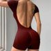 Women's Deep V Backless Seamless Yoga Bodysuit Fitness Wear Tight Outdoor Sportswear_ecoleips.com