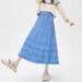 Autumn/Winter Knit Midi Skirt for Women with Fringed Trim Long Elastic Waist A-Line Silhouette Fashionable Versatile Covering Hips_ecoleips.com