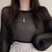 Short Sun-protective Knit Top For Women, Summer 2026 New Model, Sheer Cover-up Pullover With Mesh And Hollow-out Design_ecoleips.com
