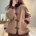 girl Big Cut Label Brand Lightweight Cotton-Padded Jacket Women Winter Short Casual Color-Block Button Thickened Coat Warm_ecoleips.com