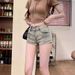 2025s American Style Vintage Denim Shorts For Women Summer 2025 New High Waist Slimming A-line Wide Leg Hot Pants_ecoleips.com
