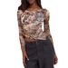 Women's Floral Print Off-Shoulder Top Long Sleeve Slit Flared European American Style Spring New Irregular Top_ecoleips.com