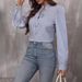Verve 2025 Women's Fashion Autumn Winter New V-neck Tie Button Striped Long Sleeve Shirt_ecoleips.com