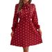 Real Shot Of 2026 Spring/summer European And American Style Polka Dot Tie-waist Long-sleeve Pleated Dress_ecoleips.com
