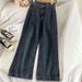 Women's Clothing Slim Straight High Waist Jeans For Women Niche Design Loose And Thin Hong Kong Style Spring And Autumn_ecoleips.com