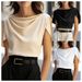 Women's Satin Short Sleeve Shirt - Breathable & Stylish Blouse For Summer & Office Wear_ecoleips.com