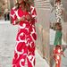 Women's Clothing Women's Printed Dress With Tie Waist And Three Quarter Sleeves Style Summer For Formal & Casual_ecoleips.com