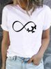 Euroean American Cross-border Foreign Trade Women's Floral, Lant, And Feather Rint Round-neck Short-sleeve T-shirt_ecoleips.com