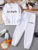 Women's Autumn/Winter Fashion Hoodie And Sweatpants Set Casual Letter Print Sports Suit Comfortable Streetwear_ecoleips.com