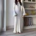 Women's Clothing solid color gentle style round neck trumpet sleeve slim and elegant dress_ecoleips.com