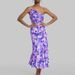 2026 New Spring Women's Clothing Slim Fit Asymmetrical Neck Strap Fishtail Printed Dress_ecoleips.com