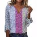 2024 New Cross-Border Fashion Apparel: Casual V-Neck Three-Quarter Sleeve Loose Pullover Digital Print Women's T-Shirt_ecoleips.com