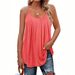 Women's Clothing Summer Pleated Thin Strap Casual Top Loose Fit Polyester Tank Top By New_ecoleips.com