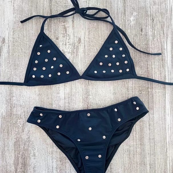 Sexy Halter Neck Y2K Beach Bikini Set European American Style Metal Decoration Three Point Bikini Summer Swimwear_ecoleips.com