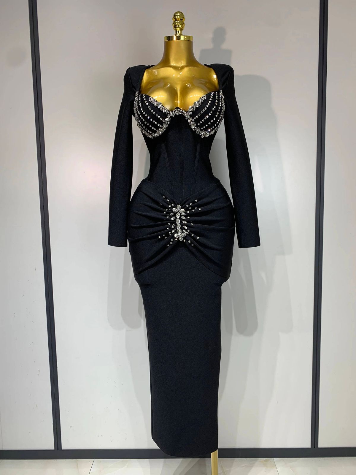 Women Sexy Luxury Sparkly Beading Bandage Dress 2025 Long Sleeve Bodycon Celebrity Party Elegant Evening Club Pary Dresses EVO8_ecoleips.com
