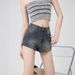 American Retro Denim Shorts Women's Summer New Wear High Waist Tight Elastic A Word Super Short Hot Pants_ecoleips.com