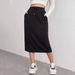 2025 Sports, Leisure, Commuting, Loose Elastic Waist, Solid Color Skirt, Split_ecoleips.com