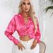 Suit Collar Satin Shirt For Women, New Long Sleeve Blouse, Silk Satin, Women's Fashion_ecoleips.com