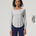 Women's Loose Long Sleeved Yoga Top Skin Friendly Casual Sports T-Shirt Sexy Off Shoulder Design European American Style Nude Autumn Wear_ecoleips.com