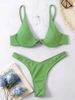 Women's Clothing Solid Color Push Up Underwire Bikini Two Piece Swimsuit Three Piece Set For Vacation_ecoleips.com
