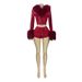 Women's Clothing Women's Elegant Fuzzy Gold Stamped Stretch Cardigan And Shorts Two Piece Set For Formal & Casual For Women_ecoleips.com
