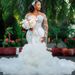 Newest African Bride Wedding Dress Deep V Rhinestone Lace Long Sleeved Women's Wedding Party Wear_ecoleips.com