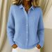 Button-Embroidered, Knitted Cardigan With Turned-Down Collar A Stylish Autumn/Winter Casual Women's Sweater In Solid C_ecoleips.com