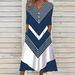 Women's Striped Short Sleeve Striped Color-Block V-Neck Casual Dress_ecoleips.com