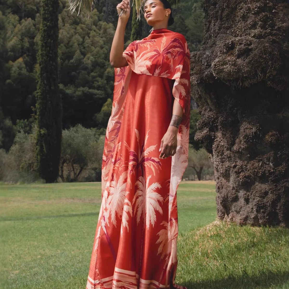 Women's Elegant Strapless Dress Style Vacation Wear With Shawl Printed Long Skirt New_ecoleips.com