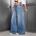 Women's Retro High Street Wide Leg Jeans Solid Color Casual Fashion Office Lady Style Spring Autumn Regular Fit Cotton Denim_ecoleips.com