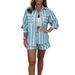 Women’s Striped Shirt & Shorts Set – Stylish Spring/Summer Two-Piece Outfit (White/Black/Pink/Blue, S-5XL)_ecoleips.com
