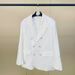 White Double-Breasted Mid-Length Blazer For Women, Embellished With Delicate Beading, Elegant Oversized Office Coat_ecoleips.com