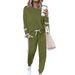 Women's Long Sleeve Round Neck Top And Pants Set With Side Stripes - Casual Two-Piece Outfit For Everyday Wear_ecoleips.com