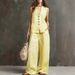 Women's Cotton Linen Two-Piece Set Sleeveless Vest And Wide Leg Pants Fashion_ecoleips.com
