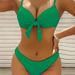 Women's Sexy Solid Color Bikini Backless Swimwear Tie Up Vacation E-Suit_ecoleips.com