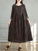 Cotton Vintage Print Floral Dresses 2026 Women Casual Loose Long Sleeve Dress Femme Robe Vestidos Elegant Spring Autumn Clothing_ecoleips.com