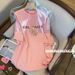 Women's White Short Sleeve T-Shirt Spring/Summer Loose Fit Mid-Length Base Layer Top plus Size Rabbit Print Simple Design_ecoleips.com
