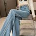 American Retro Wide-leg Jeans For Women, Spring And Autumn, High-waisted, Loose-fitting, Drapey, Floor-length, Slimming,_ecoleips.com
