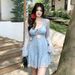 Plus Size Women's Retro Polka Dot Swimsuit Long Sleeved Two Piece Set Flattering Slimming Design For Plus Size Girls Ideal For Hot Springs_ecoleips.com