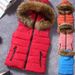 Women's Clothing Hooded Puffer Vest With Faux Fur Trim - Lightweight Quilted Sleeveless Jacket For Casual & Commute (Pink/Yellow/Red/Black)_ecoleips.com