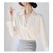 Women's French-Inspired Twist Front Blouse Long Sleeve Elegant Shirt for Office Commute And Chic Casual Wear_ecoleips.com