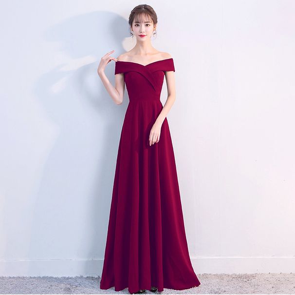 Women's clothing new banquet black party dress sexy one shoulder long dress end_ecoleips.com