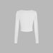Voya Women's Square Neck Pleated Slim Fit Long Sleeved Knitted T-shirt With Stylish Temperament And Top_ecoleips.com